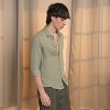 Campus Sutra Men Men's Sage Green Woven-Textured Shirt - 3 of 4