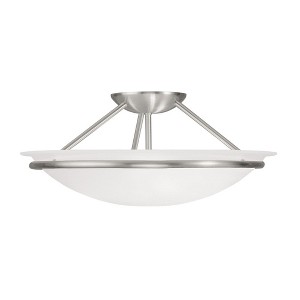 Livex Lighting Newburgh 3 - Light Semi-Flush Mount in  Brushed Nickel - 1 of 1