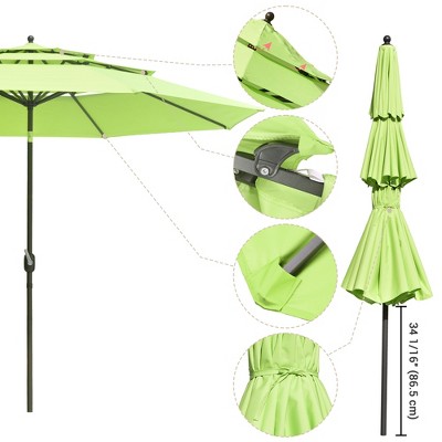 11 Ft Green 3-Tier Patio Umbrella with Crank Handle