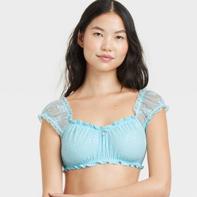 Women's Lace Off the Shoulder Bralette - Colsie™ Darling Blue S