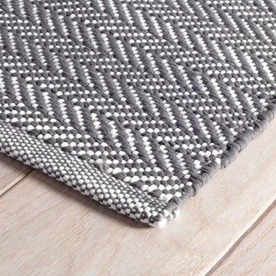 Shale Herringbone 8' x 10' Synthetic Flat Woven Reversible Rug