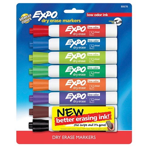 expo marker target erase 8ct multicolor chisel tip dry markers