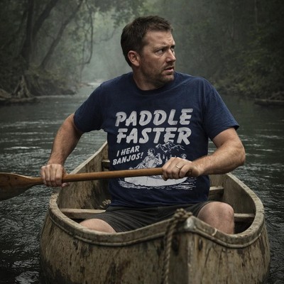 Мужские футболки Crazy Dog T-Shirts, Inc. Mens Funny T Shirts Paddle Faster I Hear Banjos Sarcastic Graphic Novelty Tee For Men - Crazy Dog Men's T Shirt With Movie Sayings Black L — фото 3