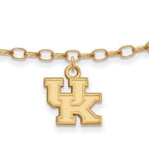 Black Bow Jewelry 14k Yellow Gold Plated Sterling Silver Kentucky Wildcats NCAA Anklet 9 Inch - 1 of 3