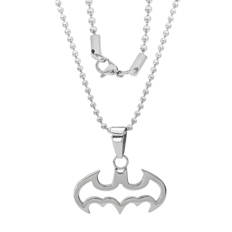 DC Comics Batman Stainless Steel Cut Out Logo Pendant Necklace, 16" Ball Chain, 4 of 6