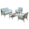 GlasFlength Patio Seating Sets 4PCS Rattan Furniture Set Table Chairs,Set with Cushions Outdoor, Sofa Armrest Garden, Green, 44.8"*22.8"*9.8" - 4 of 4
