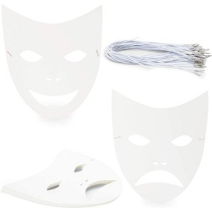 Bright Creations 48-Pack Blank DIY Masquerade Mask for Costume Party Arts and Crafts Party Favors, 8.7" x 10" White - 1 of 4