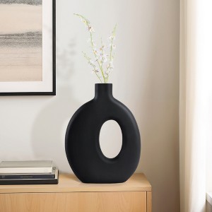 Decorative Cutout Wood Vase for Living Room Decor - Minimalist Flower Vase for Bedroom, House, and Table Centerpiece Decor - 1 of 4