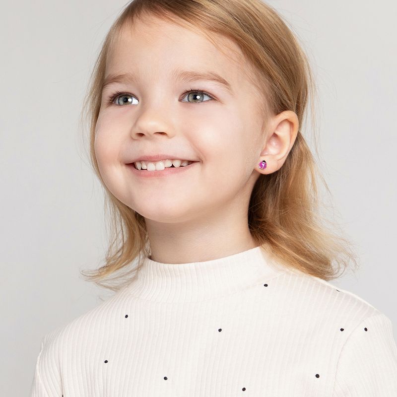 Girl's Adorable Enamel Ladybug Screw Back Sterling Silver Earrings - In Season Jewelry, 3 of 9