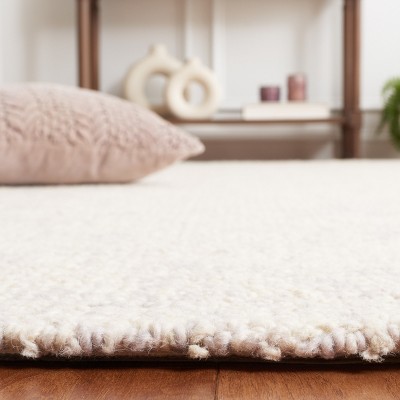 Light Grey and Ivory Abstract Tufted Wool 8' x 10' Rug