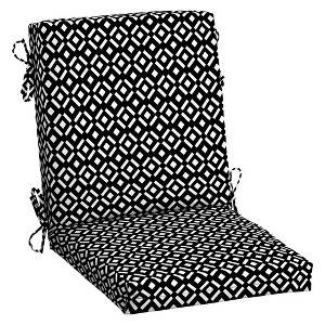 ARDEN Outdoor Midback Chair Cushion, 18 x 16.5, Rain-Proof, Fade Resistant Black Demi Tile - 1 of 4