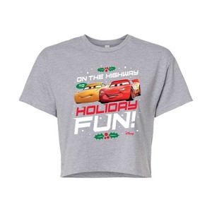 Women's - Disney - On The Highway To Holiday Fun Cropped Graphic T-Shirt - 1 of 4
