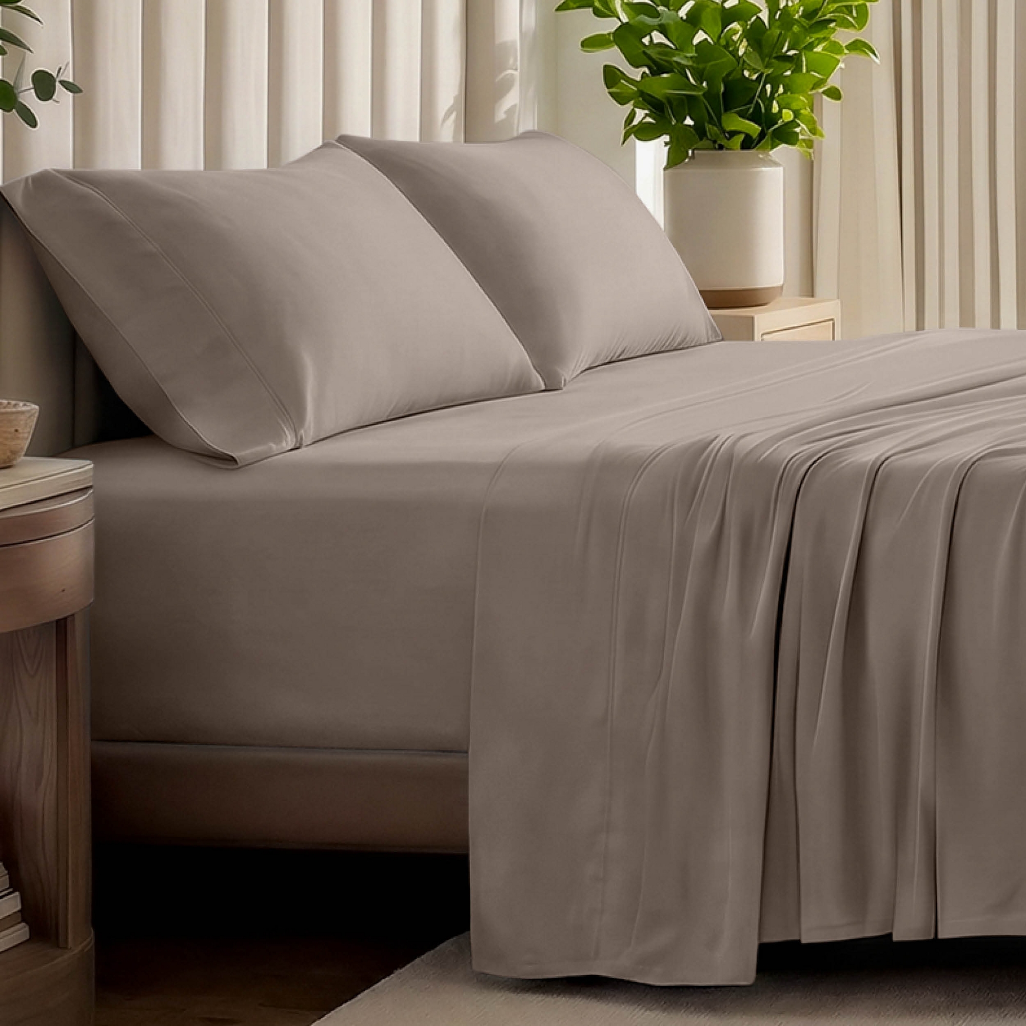 Breathable Organic Cotton Jersey Sheet Set by Bare Home - King, Taupe