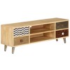 vidaXL TV Stand Multicolor Solid Mango Wood, Steel - 2 of 4