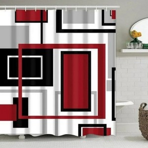 LunaLulinlk Red Geometric Shower Curtain - 1 of 4