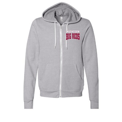 Adult Muskegon High School Big Reds Name Full-Zip Fleece Hoodie