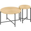 NicBex Natural 2-Piece Round Coffee Table & End Table Set,Distressed Wood Design & Black Metal Legs,Center Table for Living Room - 4 of 4