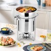 11QT Soup Chafer Set, Stainless Steel Round Soup Warmer with Pot, Notched Lids & Fuel Holders, Commercial Food Warmer for Buffets Events Party - 2 of 4