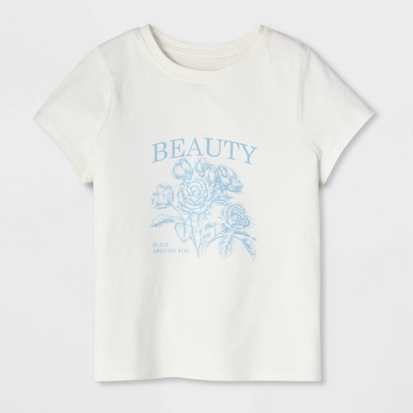 Camiseta gráfica de manga corta 100% algodón 'Beauty Bouquet' para niñas - Cat & Jack™ crema 2