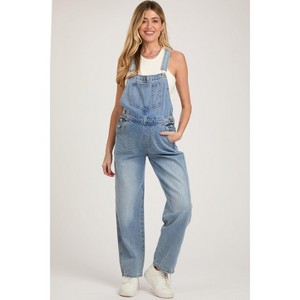Pinkblush Blue Denim Front Pocket Maternity Overall - 1 of 3