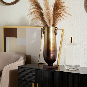 Elegant Metal Vase with Handles - Aluminum Decorative Accent for Home or Office - Modern Glam Style with Metallic Finish - 23" Bronze & Copper - 1 of 4