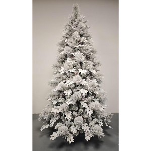 Acekool Prelit Artificial Flocked Pine Tree, Automatic Lights, Slim Branches - 1 of 1