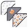 Hudson Baby Infant Boy 6Pc Cotton Rich Hooded Towels Bundle Set, Blue Moose Orange Fox, One Size - 3 of 3