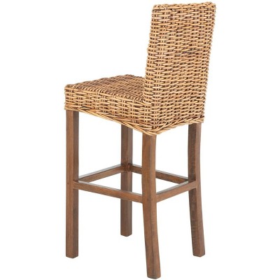 Tobie Honey Brown Wash Rattan Bar Stool with Footrest