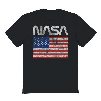 NASA Men's USA Flag Short Sleeve Graphic Cotton T-Shirt