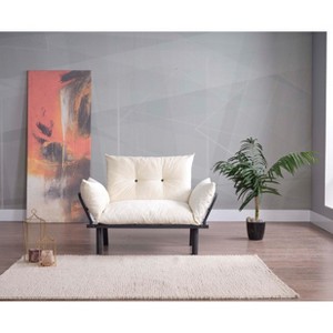 TiramisuBest Metal Legs Futon Loveseat, Black Chenille Upholstery, Compact 2-Seater Sofa, Durable Metal Frame, Easy Assembly - 1 of 4