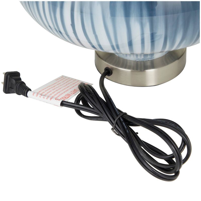 24&#34; x 14&#34; Table Lamp with Drum Shade and Glass Gourd Style Base Blue - Olivia &#38; May, 4 of 6