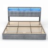 Dolonm King Size Bed Frame with LED Lights & Charging Station, Upholstered Headboard, 2 Drawers – Light Gray, No Box Spring Needed - 2 of 4