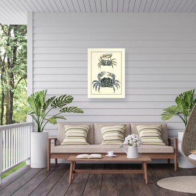 Antique Blue Crabs Outdoor Canvas Art 24x32