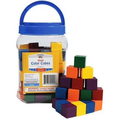 Learning Advantage Wooden Cubes, 1 Inch, Assorted Colors, set of 102