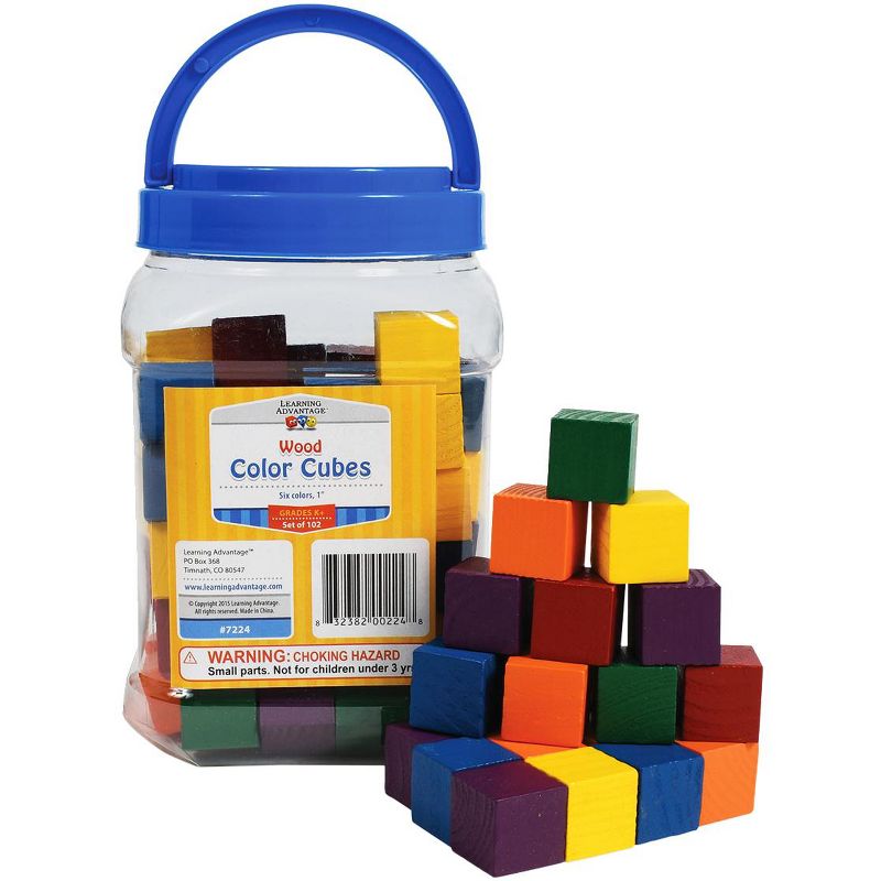 Learning Advantage Wooden Cubes, 1 Inch, Assorted Colors, set of 102, 1 of 6