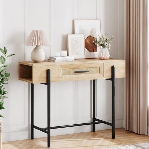 Entryway Table, Rattan Console Table, Narrow Sofa Table - 1 of 4