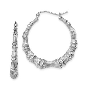 Black Bow Jewelry Bamboo Inspired Hoop Earrings in Sterling Silver - 35mm (1-3/8 in) - 1 of 3