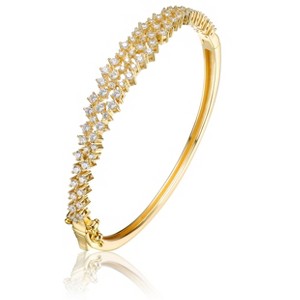 Guili 14k Gold-Plated Sterling Silver CZ Raindrop Cluster Bangle in White or Gold—Elegant, Radiant, and Perfect for a Luxe Appeal. - 1 of 3
