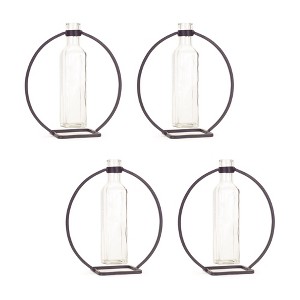Hanging Vase in Circle Stand 9"H Metal & Glass Modern Decorative Bud Vase Set of 4 by Melrose - 1 of 3