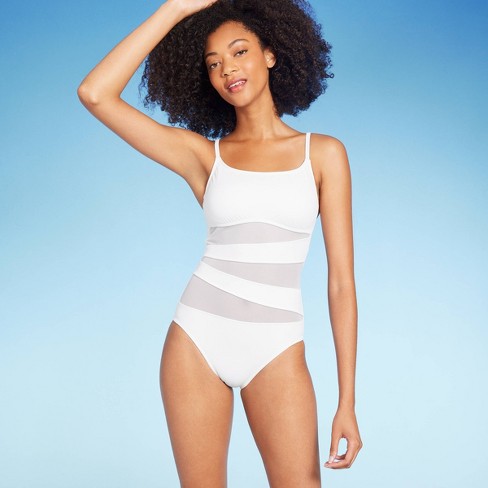 Women's Mesh Front One Piece Swimsuit - Shade & Shore™ White Xl : Target