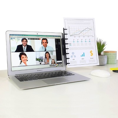 Black Adjustable Clip-On Monitor Document Holder