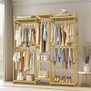Artloge Heavy Duty Bamboo Clothes Rack Organizer,Freestanding Garment Rack with Hanging Rails,Shelves&Hanger, Clothes Shoes Organizer for Bedroom - 3 of 4
