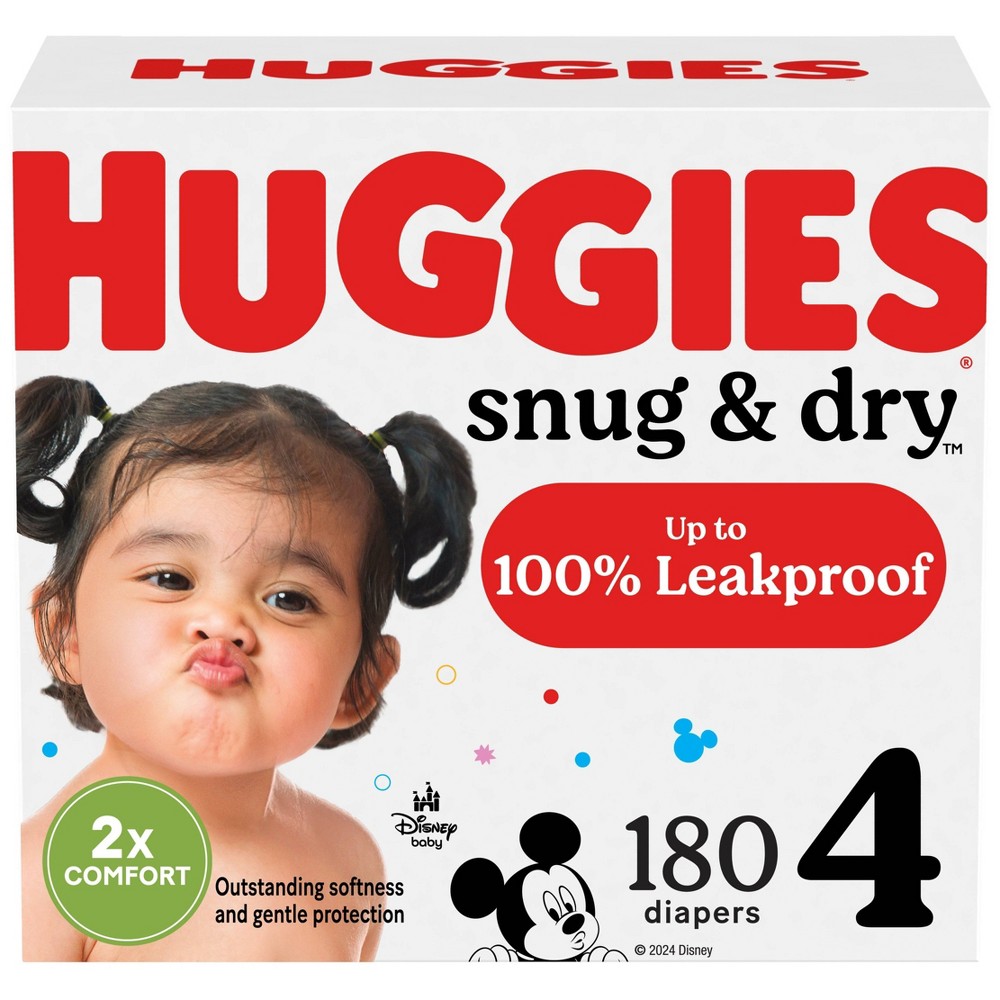 Huggies Snug & Dry Baby Disposable Diapers - Size 4 - 180ct