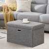 VECELO Folding Storage Ottoman Bench, End of Bed Linen Fabric Foot Rest Stool with Padded Seat, Large Footstool for Bedroom or Living Room - 2 of 4