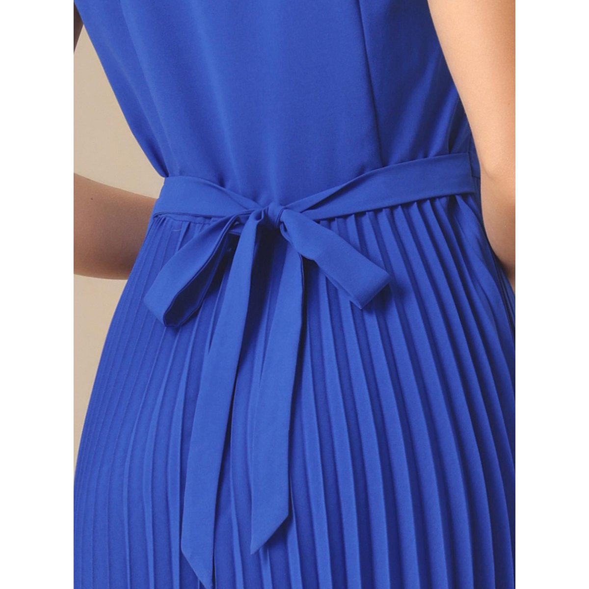 Женские платья INSPIRE CHIC Women's Collared Pleated V Neck Sleeveless Work Office Dress Blue Medium — фото 5