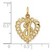 Black Bow Jewelry 14k Yellow Gold, Grace Collection, Satin Heart Initial J Pendant, 15mm - 4 of 4