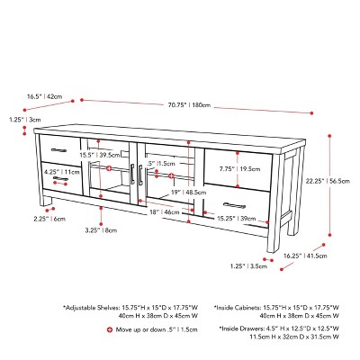 Hollywood Dark Gray Engineered Wood TV Cabinet with Doors for TVs up to 85"