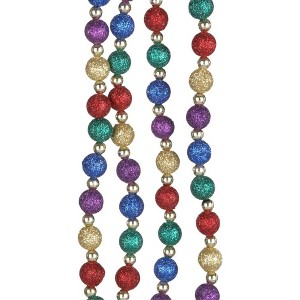 Kurt Adler Plastic Round Beaded Garland, Glittered, Multicolored, 9ft - 1 of 2
