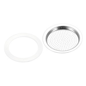 Unique Bargains Coffee Machine Replacement Mocha Pot Silicone Gasket and Stainless Steel Filter - 1 of 4
