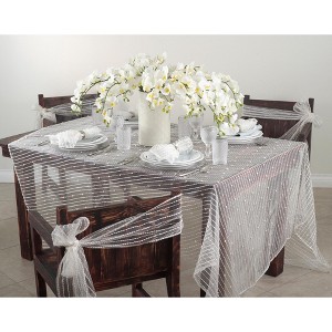 Saro Lifestyle Sheer Table Napkins With Fuzzy Stripes (Set of 12), Off-White - 1 of 1